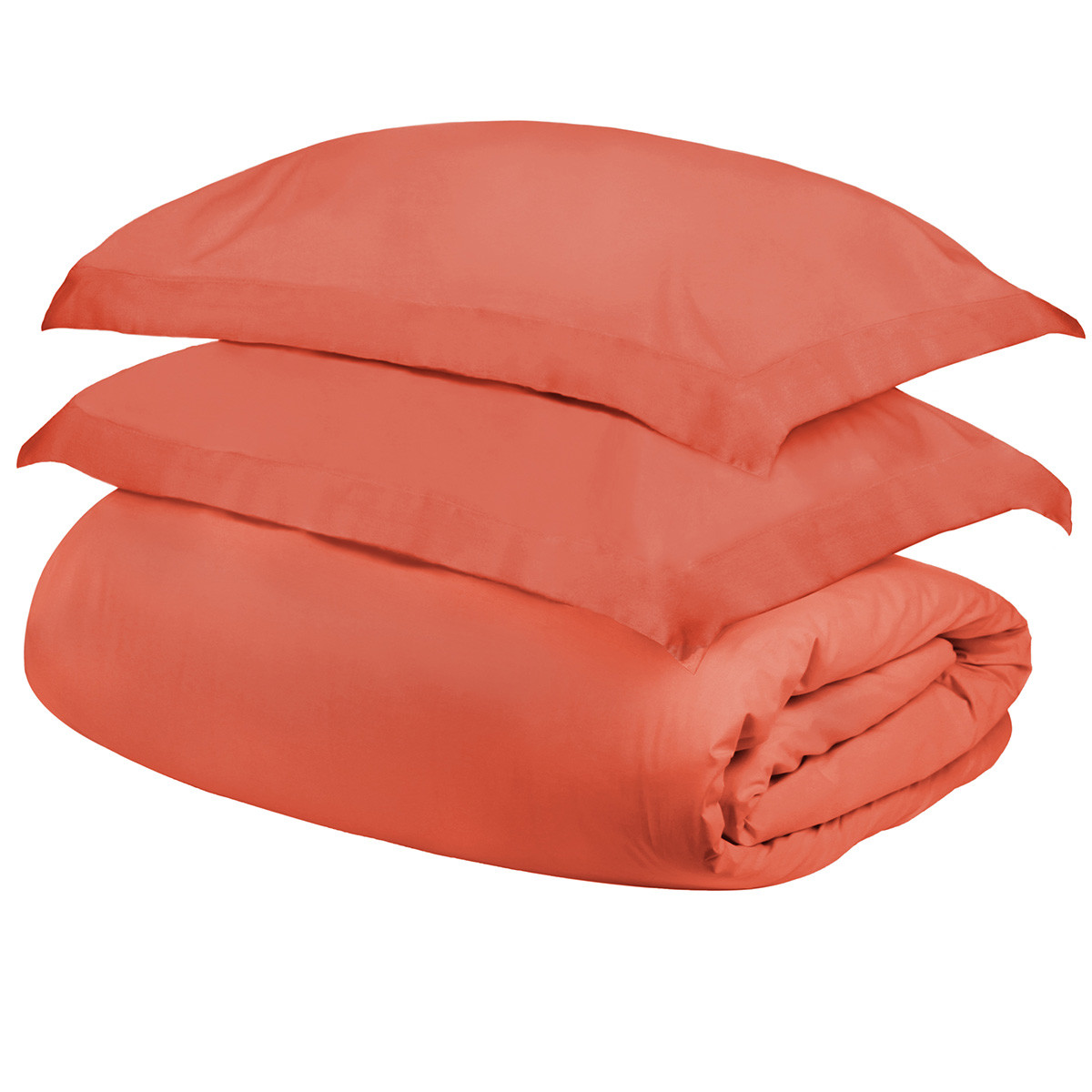 Coral Twin Size Cotton Blend 300 Thread Count Washable Duvet Cover Set