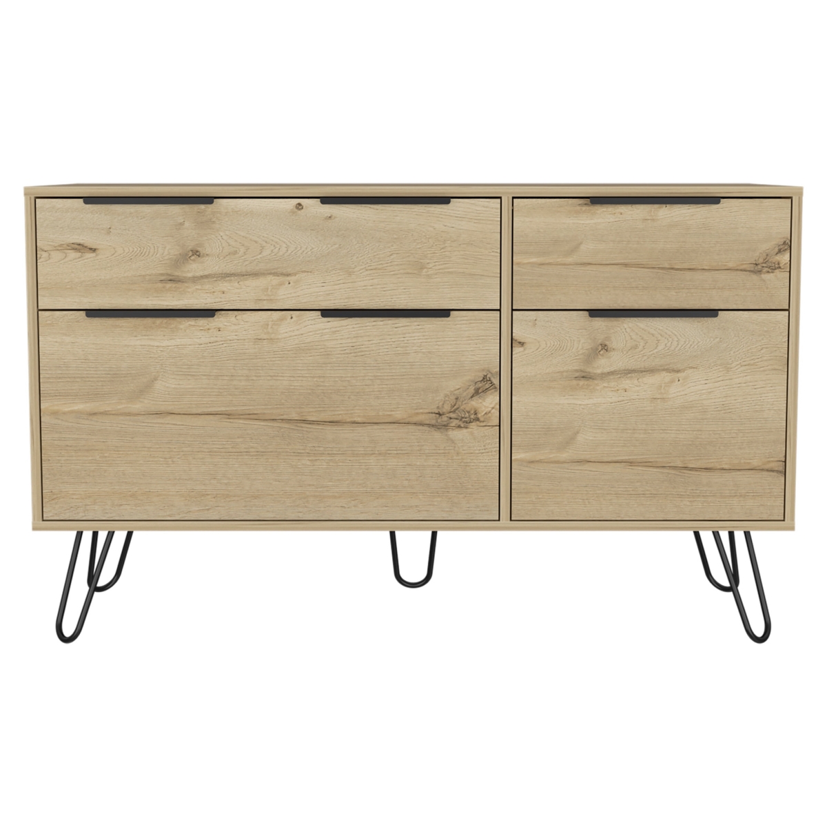 478260 47 in. Brown & Black Four Drawer Double Dresser -  HomeRoots