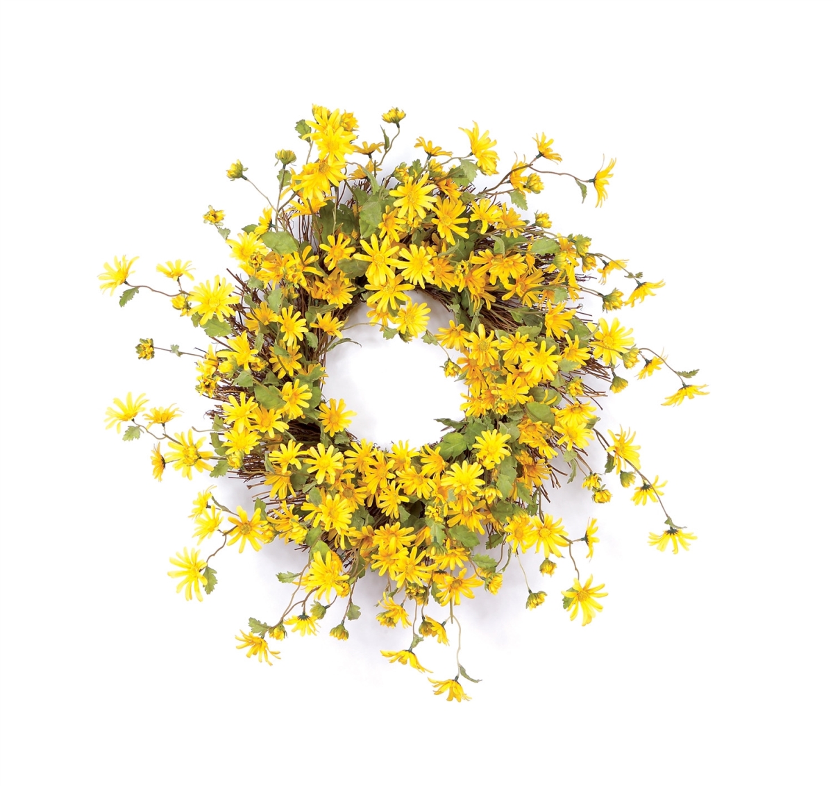 Picture of HomeRoots 516072 23 in. Green & Yellow Artificial Spring Daisy Wreath