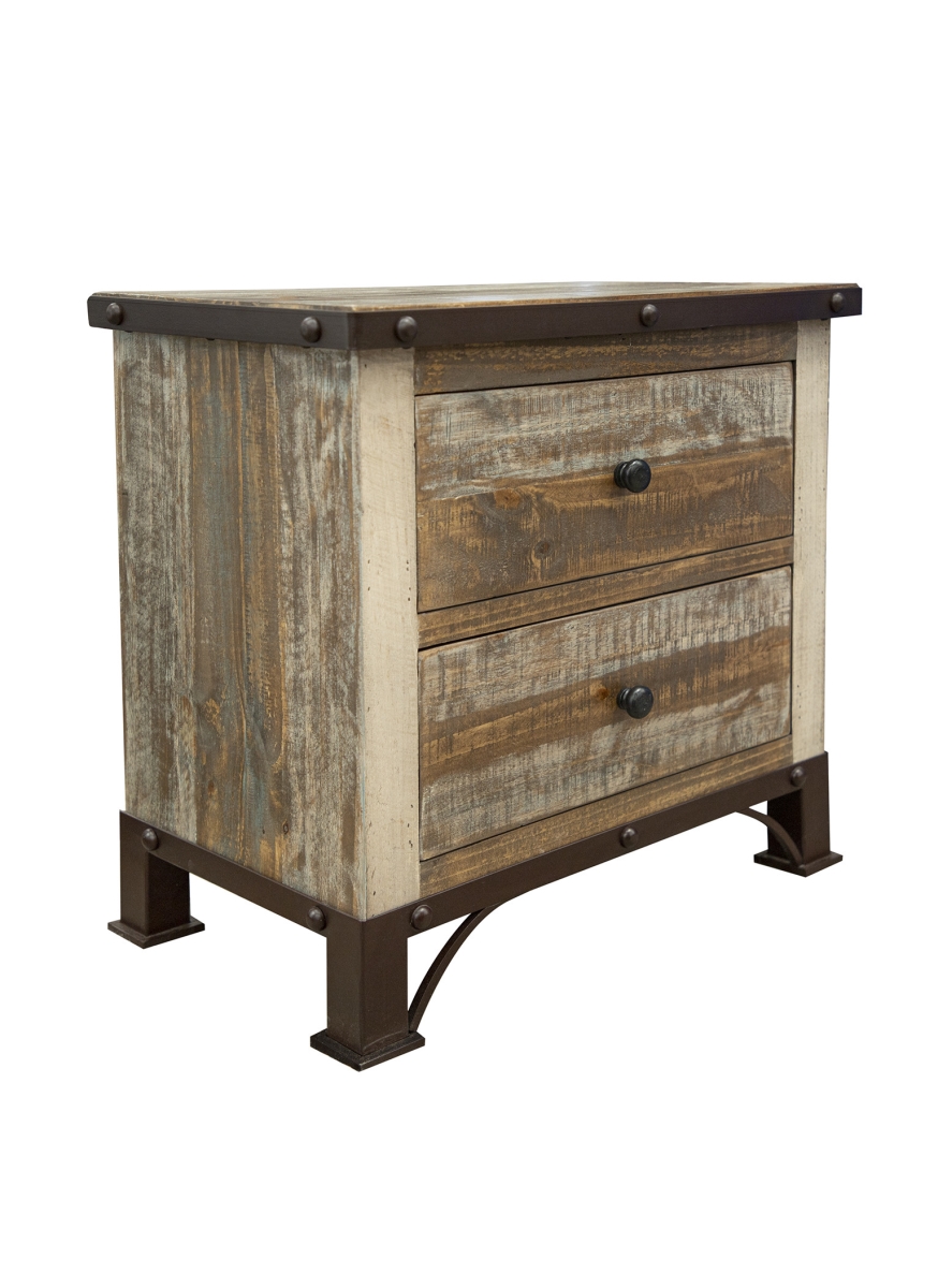 27 in. Brown Two Drawer Nightstand