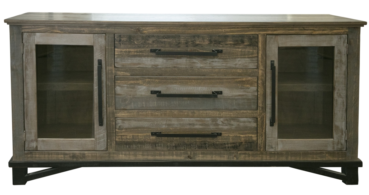 69 in. Brown Solid & Manufactured Wood Distressed Buffet Table