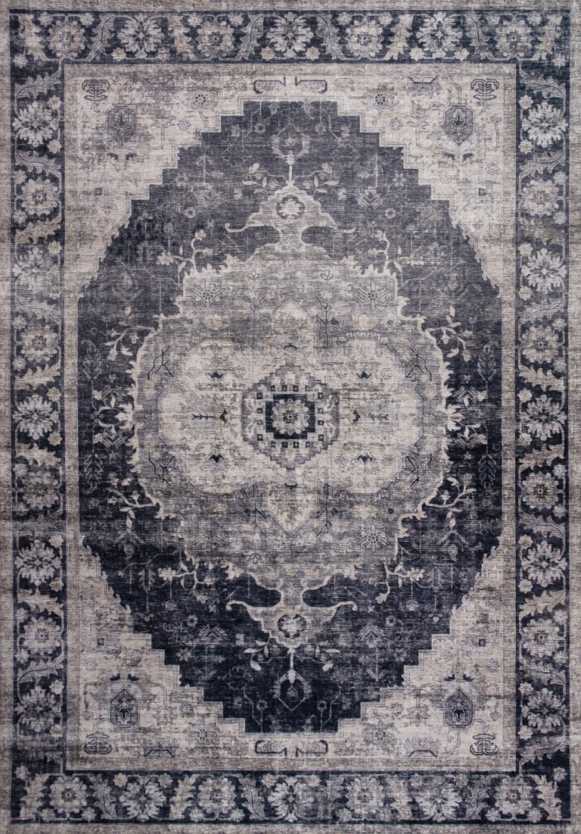 5 x 8 ft. Oriental Contemporary Rectangle Area Rug, Black & Gray