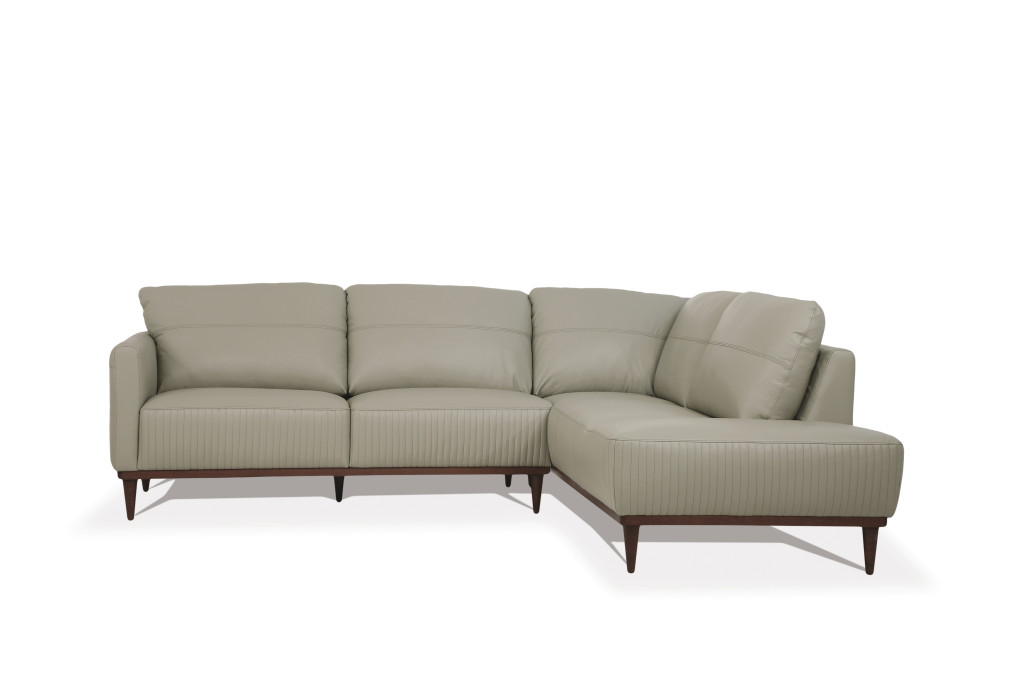 523996 Leather L Shaped Sofa & Chaise Sectional, Green - 2 Piece -  HomeRoots