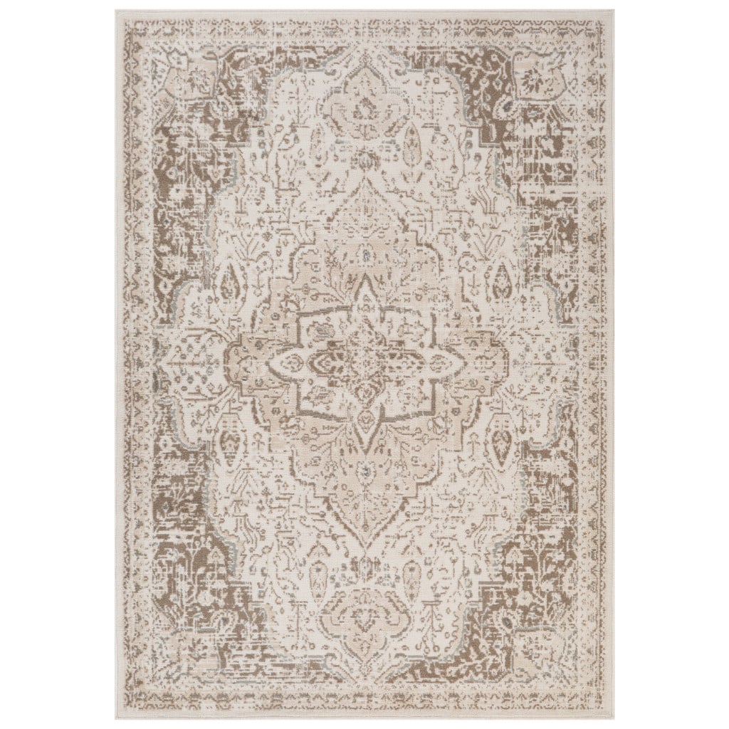 8 ft. Medallion Power Loom Round Rug, Cream