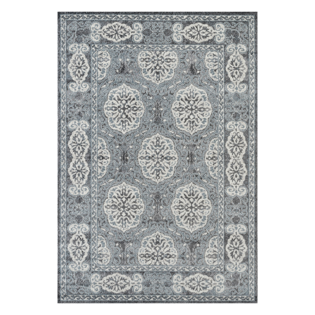 8 x 10 ft. Medallion Power Loom Rectangle Area Rug, Blue