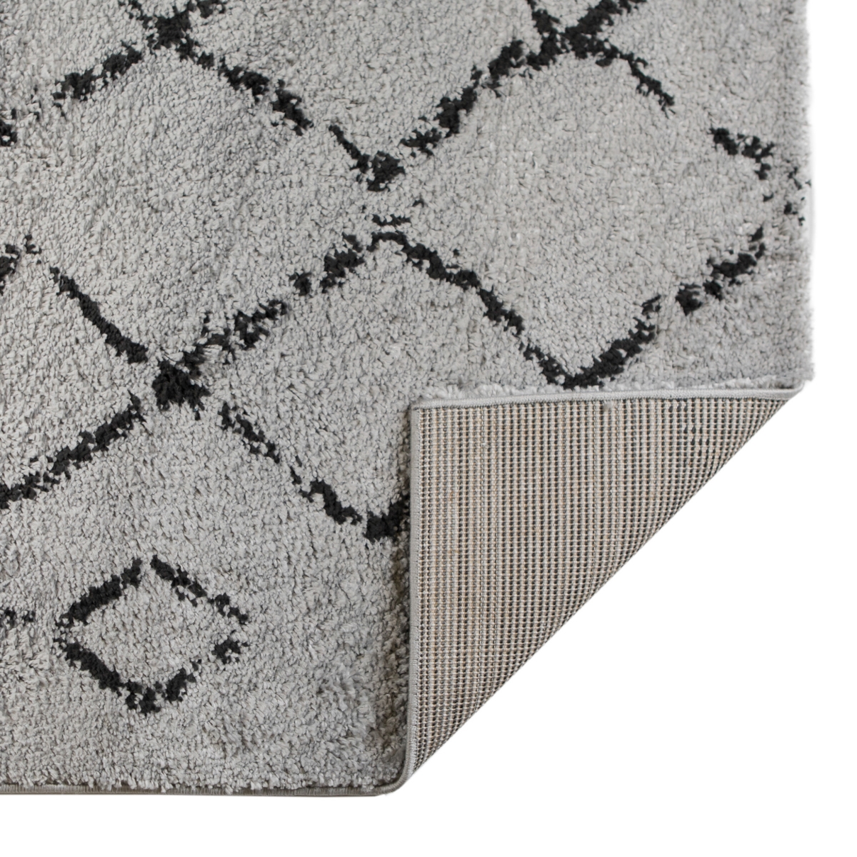 8 x 11 ft. Geometric Shag Rectangle Area Rug, Gray & Black