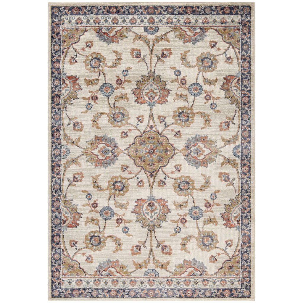 532165 2 x 3 ft. Floral Power Loom Rectangle Area Rug, Ivory