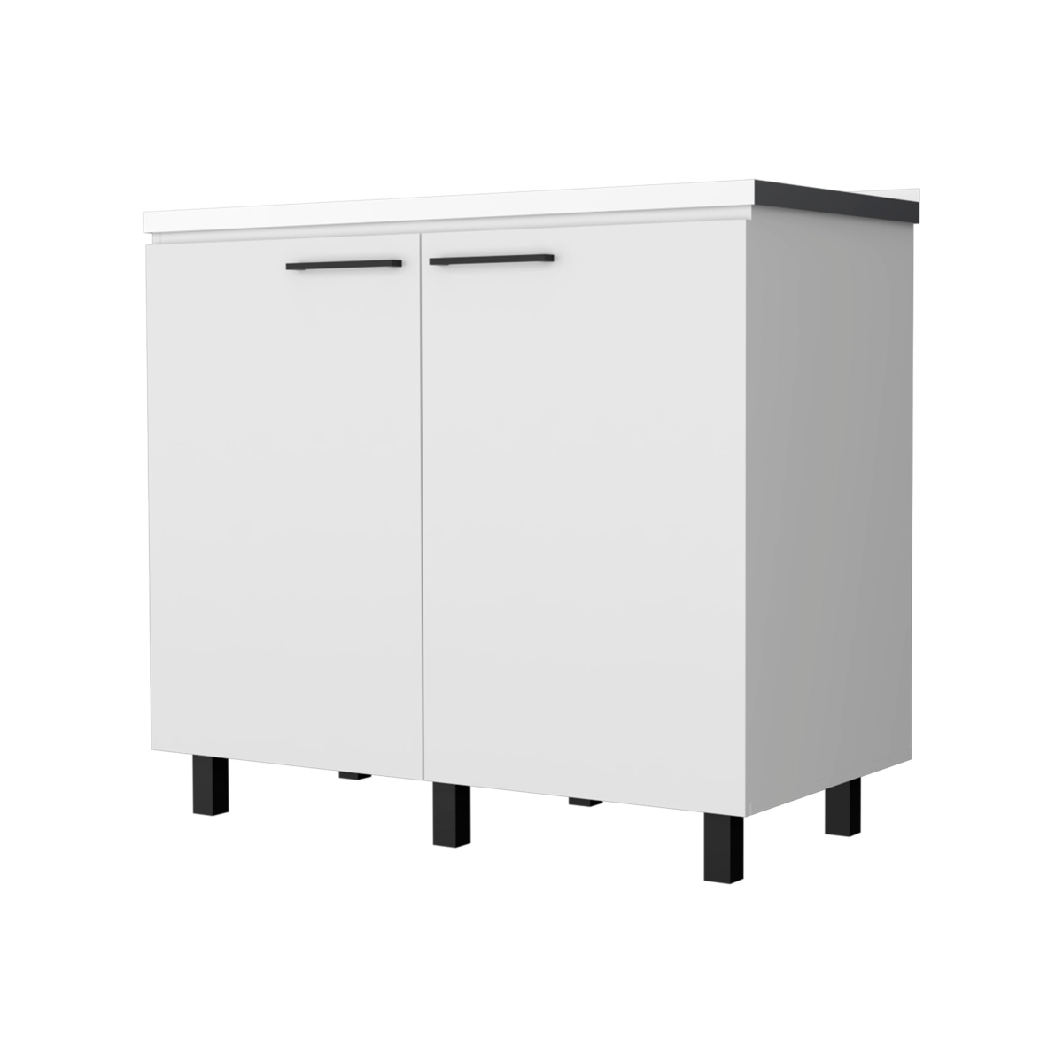 39 in. Accent Cabinet with One Shelf, Black & Silver