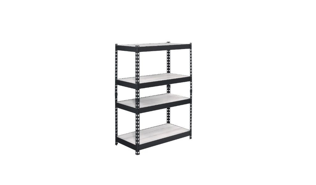 48 in. Metal Adjustable Four Tier Bookcase, Brown & Black