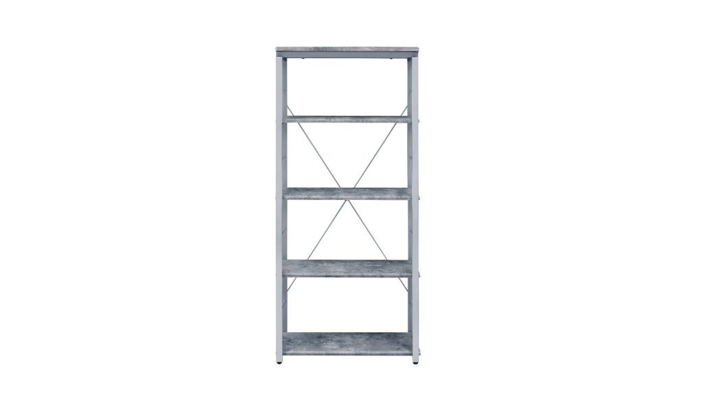 54 in. Metal Four Tier Etagere Bookcase, Gray & Silver