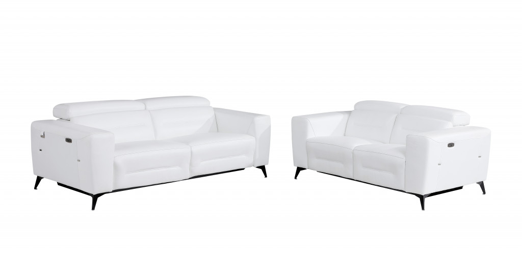 82.4 x 43 in. Italian Leather Five Person Seating Set, White - 2 Piece