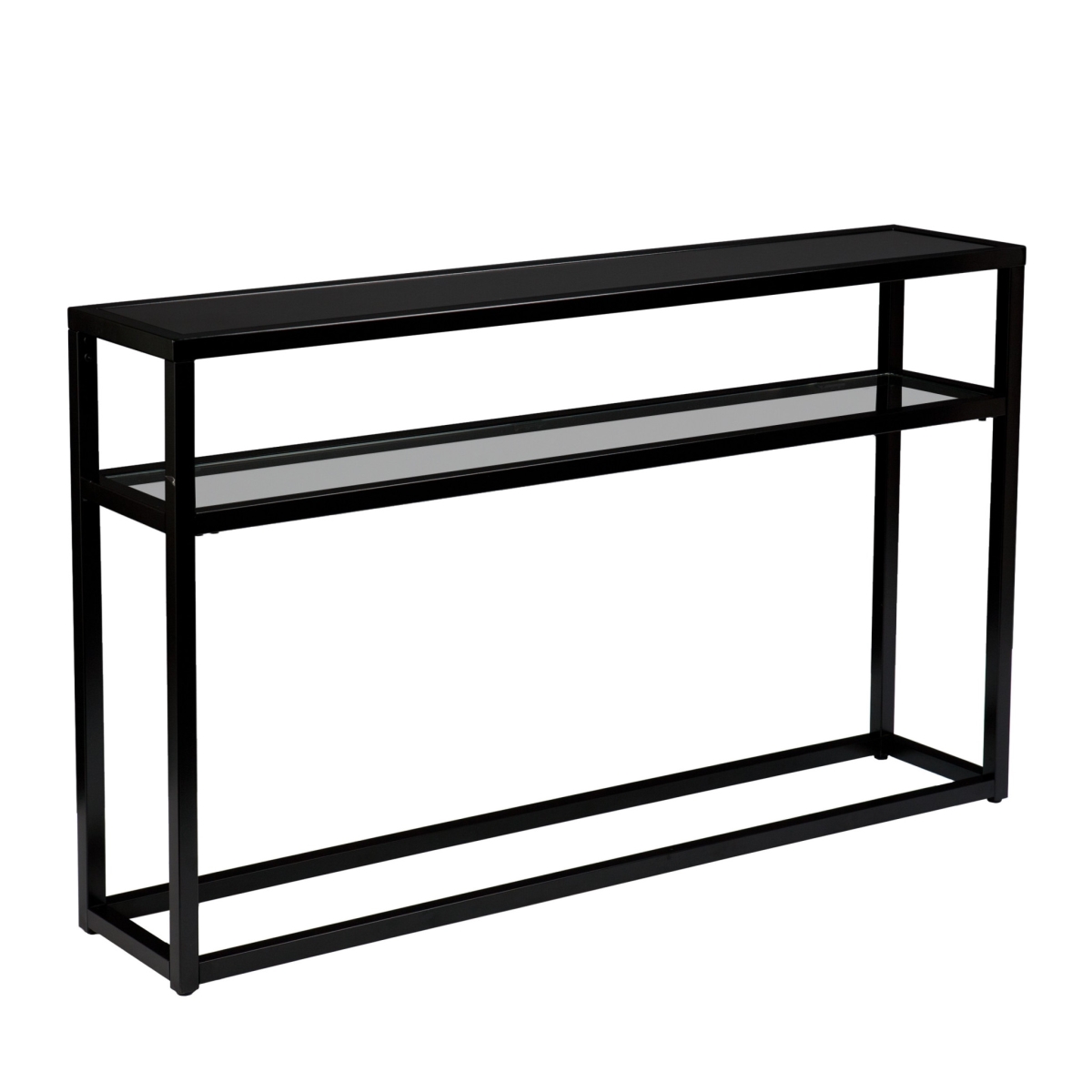 50 in. Glass Frame Console Table with Storage, Black