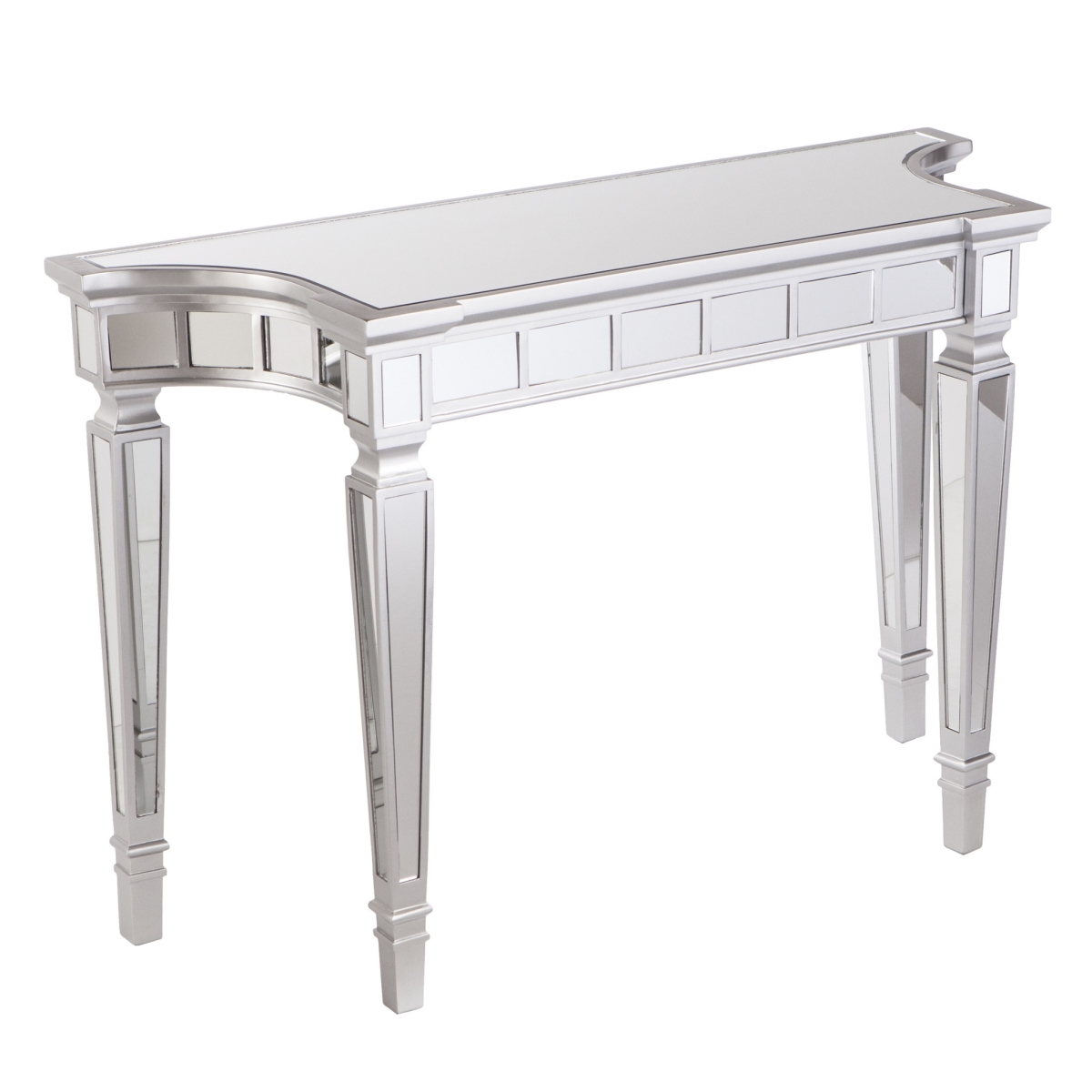 45 in. Mirrored Glass Free Form Console Table, Silver