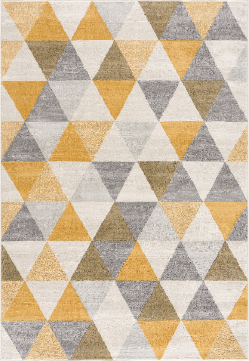 12 x 18 ft. Geometric Washable Non Skid Rectangle Area Rug, Yellow