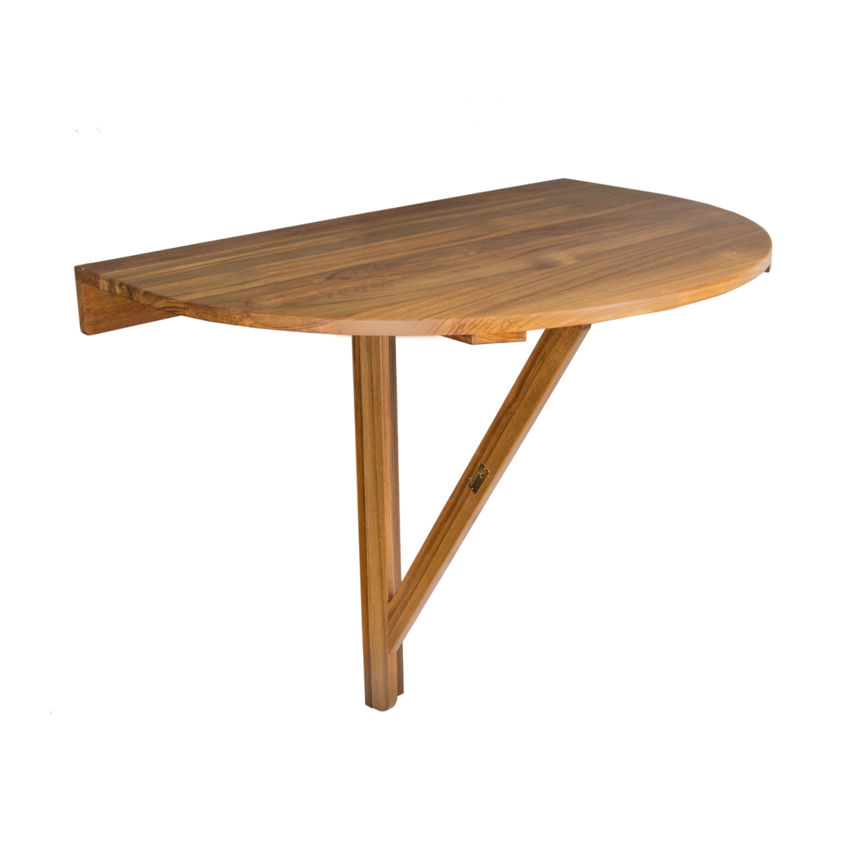 24 in. Half Round Solid Wood Folding Outdoor Balcony Table, Brown