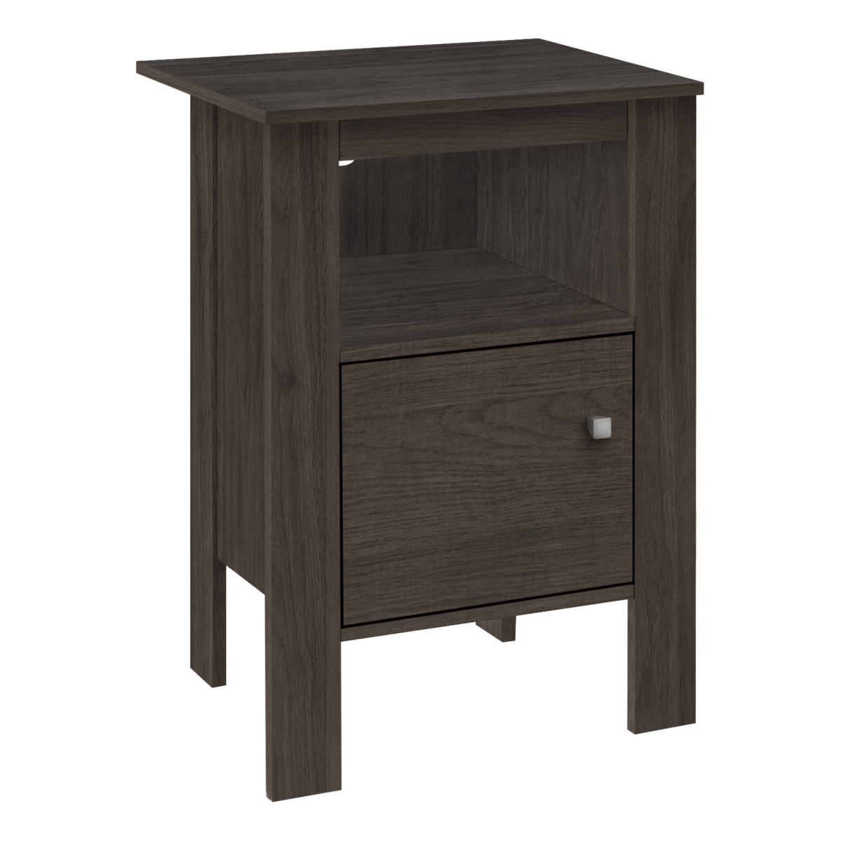 24 in. Manufactured Wood Nightstand with Cabinet Storage, Brown