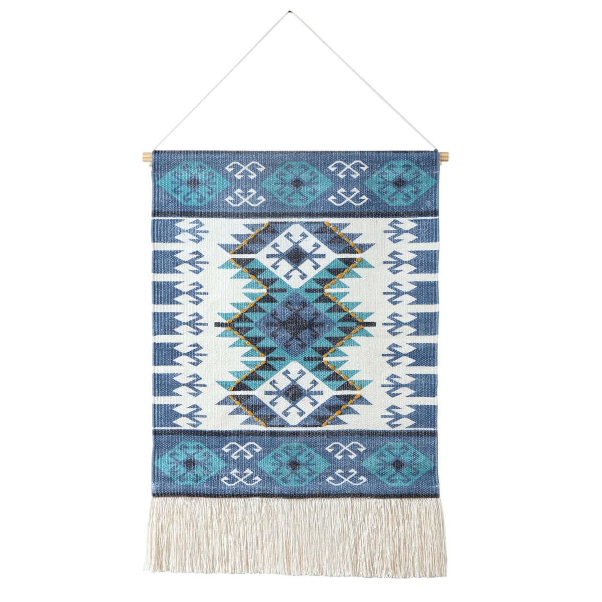 7 x 7 x 27 in. Blue Bohemian Wall Hanging Unframed Print Wall Art