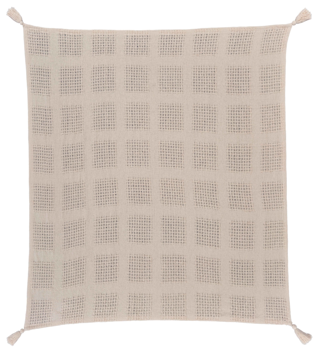 0.2 x 50 x 60 in. Cream Cotton Woven Solid Color Throw Blanket