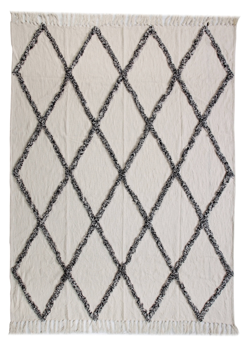 0.2 x 50 x 60 in. Cream Woven Cotton Geometric Throw Blanket