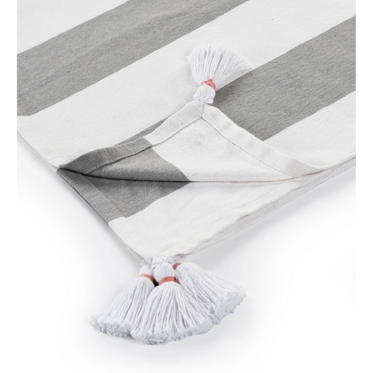 0.2 x 50 x 60 in. Gray & White Knitted Cotton Striped Throw Blanket
