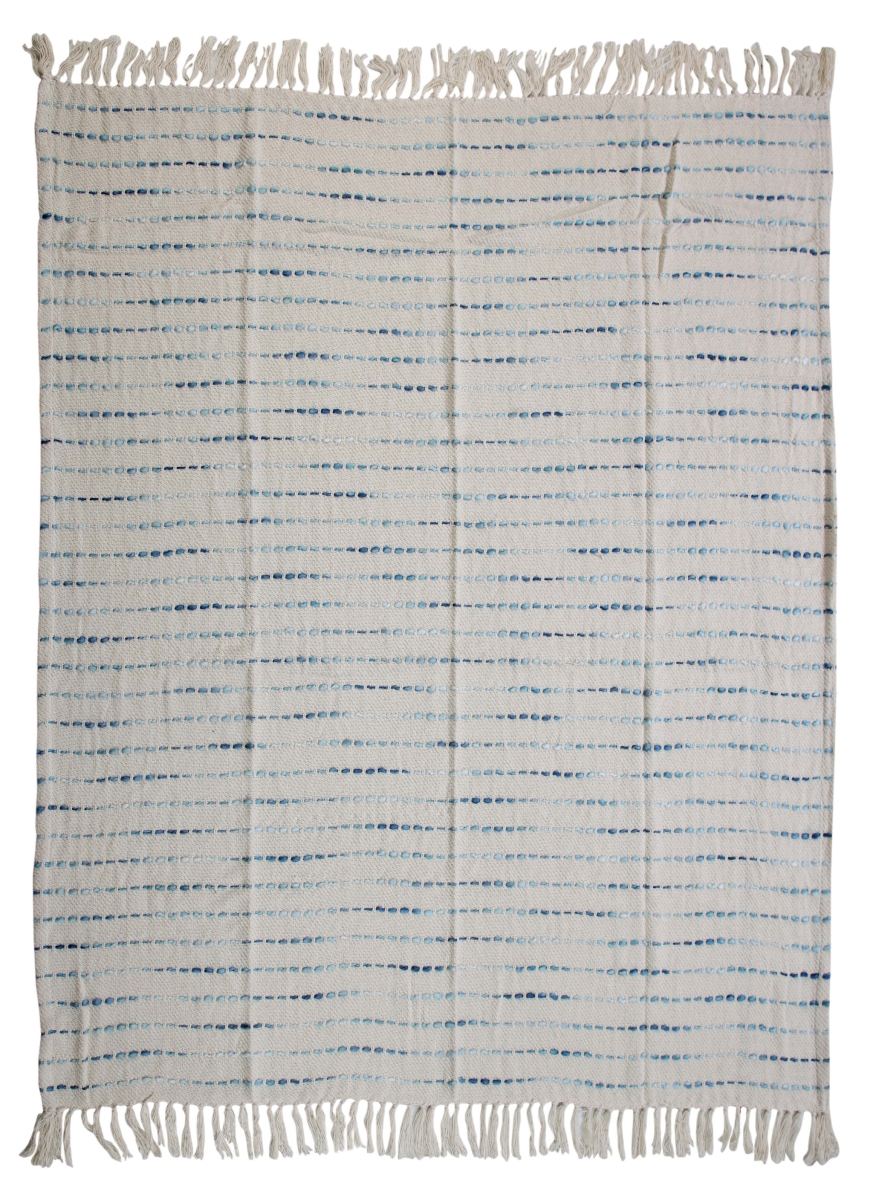 0.2 x 50 x 60 in. Cream Woven Cotton Striped Throw Blanket
