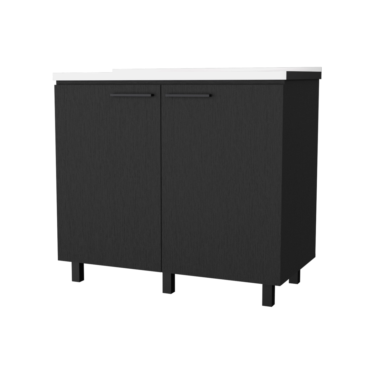 39 in. Black & Silver Accent Cabinet with One Shelf