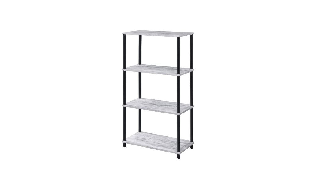 44 in. Antiqued White Metal Four Tier Etagere Bookcase
