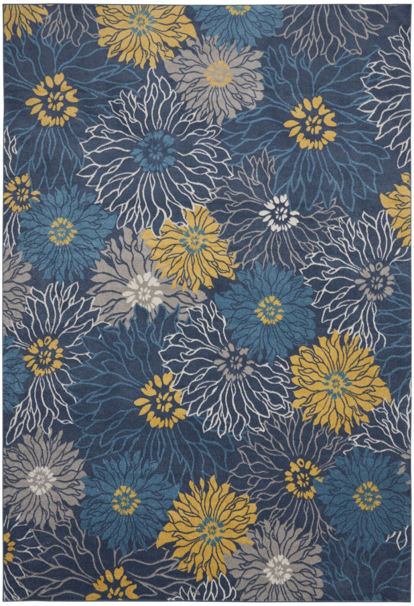 9 x 12 ft. Navy Blue Floral Power Loom Rectangle Area Rug