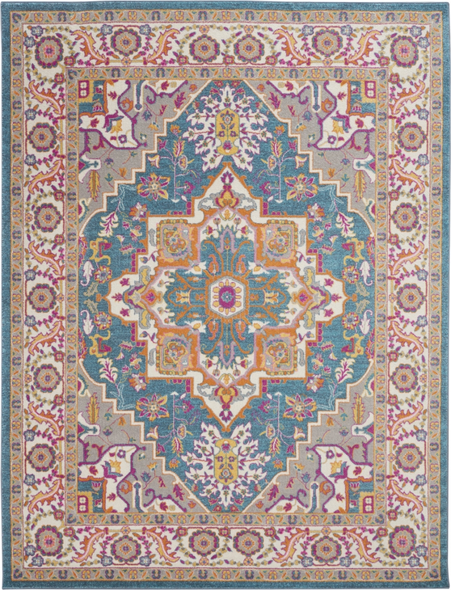 9 x 12 ft. Gray Floral Power Loom Rectangle Area Rug