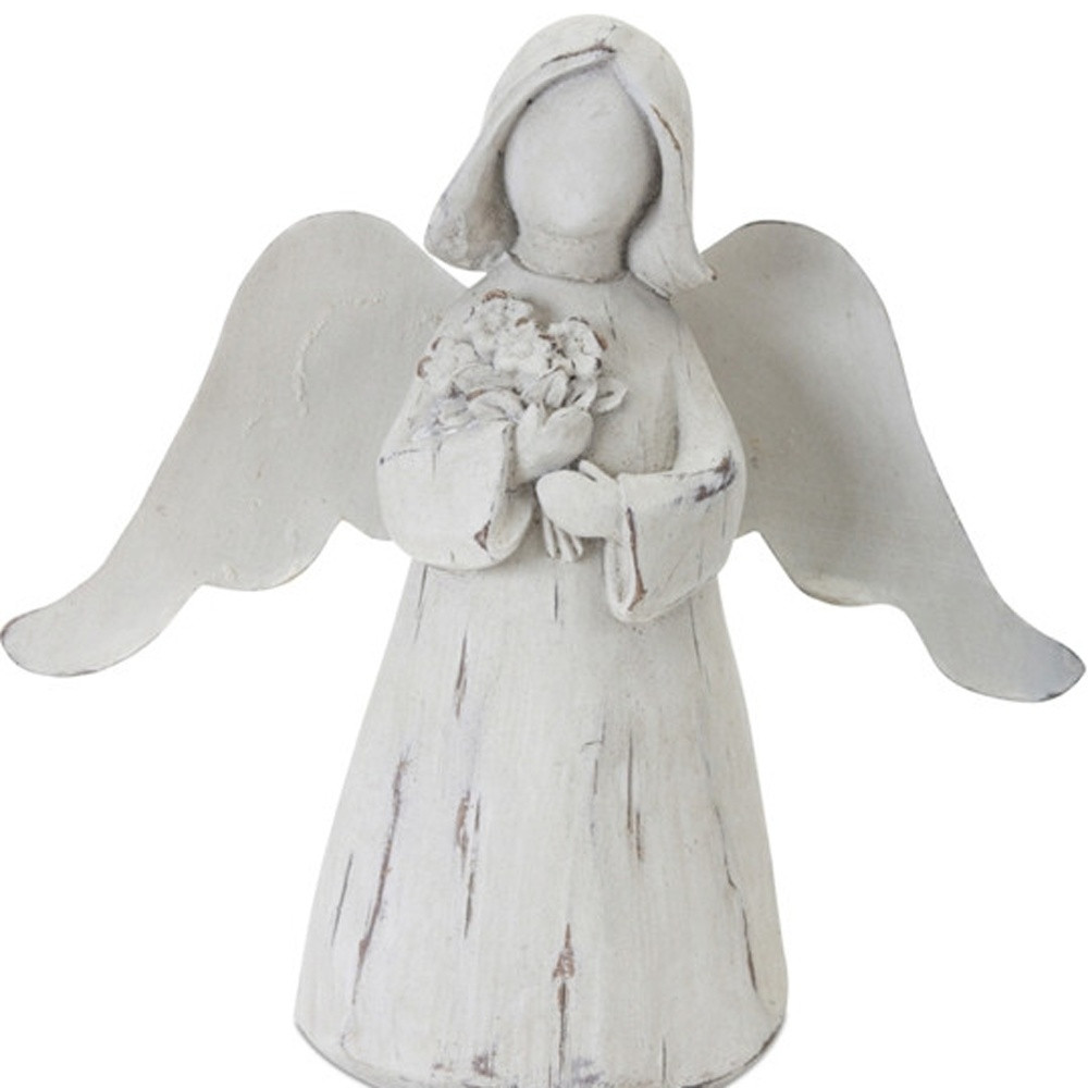 518053 6 in. White Washed Polyresin Angel Figurine, Set of 6 -  HomeRoots