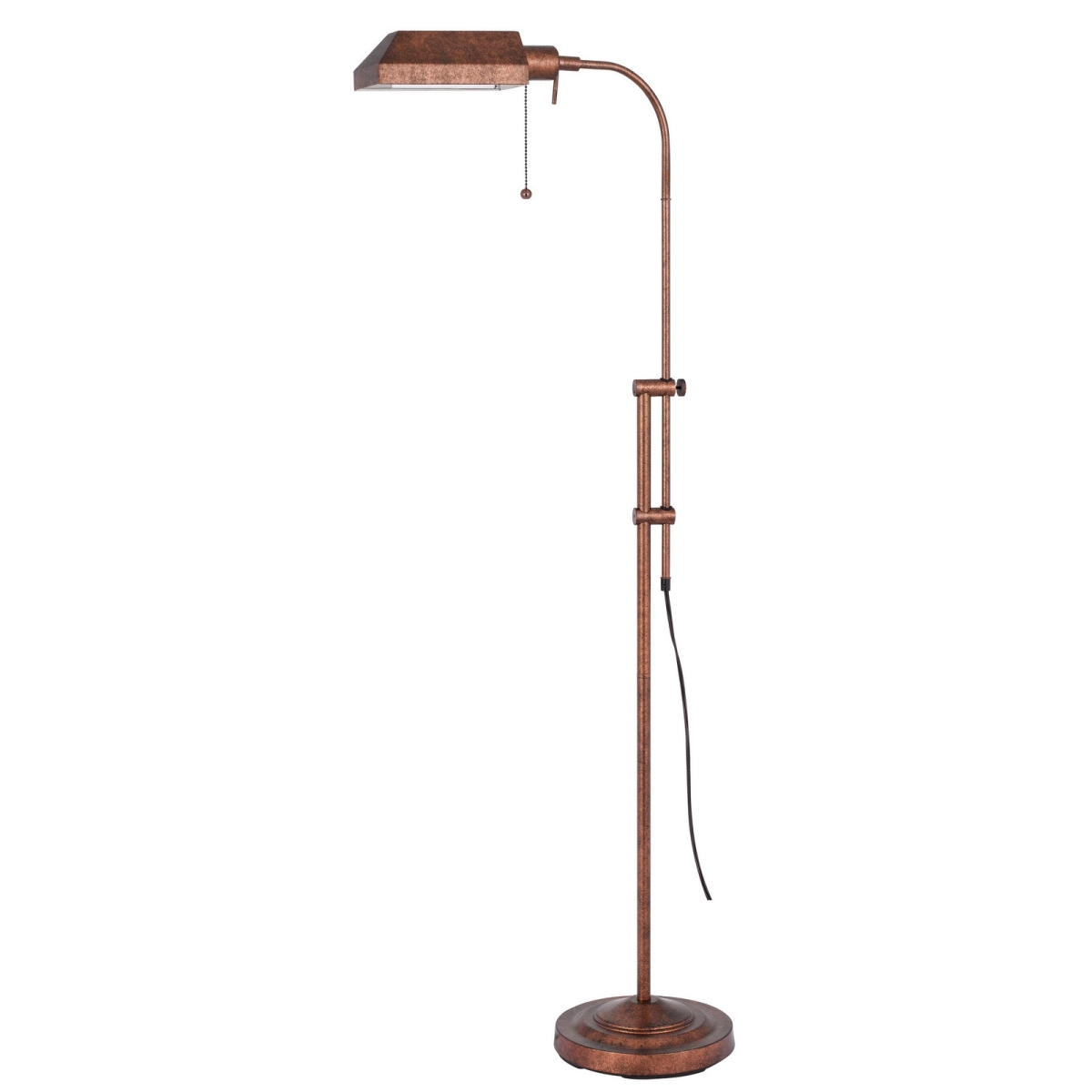57 in. Rusted Adjustable Traditional Shaped Floor Lamp with Rust Square Shade