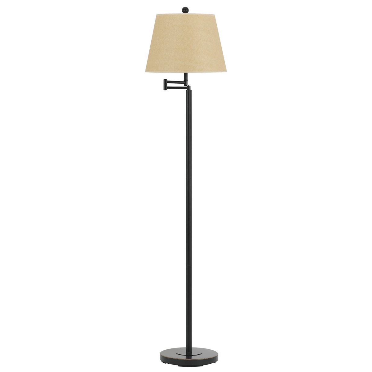 60 in. Bronze Swing Arm Floor Lamp with White Square Shade