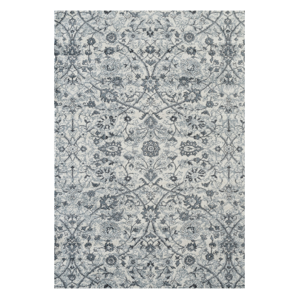 5 x 7 ft. Light Blue Floral Power Loom Rectangle Area Rug