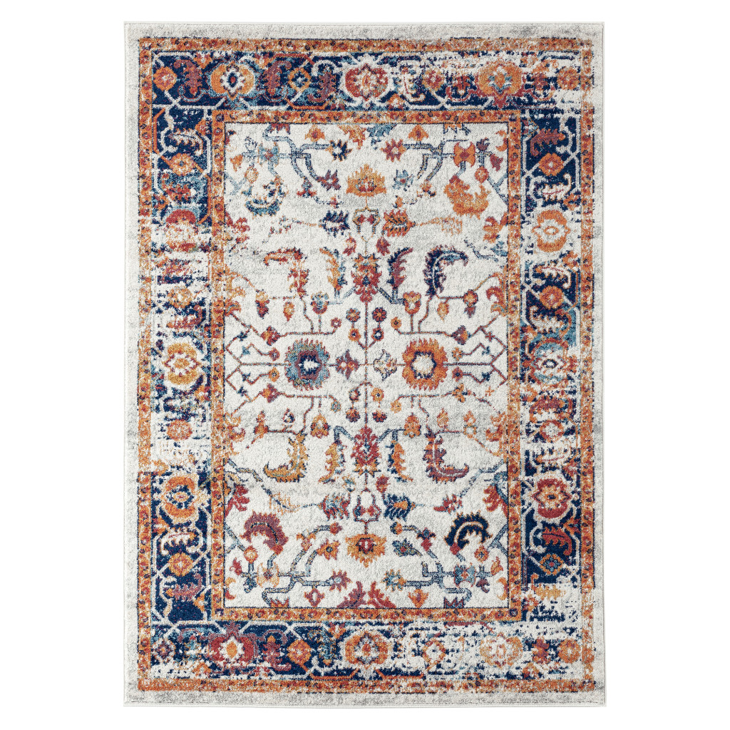 4 x 6 ft. Orange Floral Power Loom Rectangle Area Rug