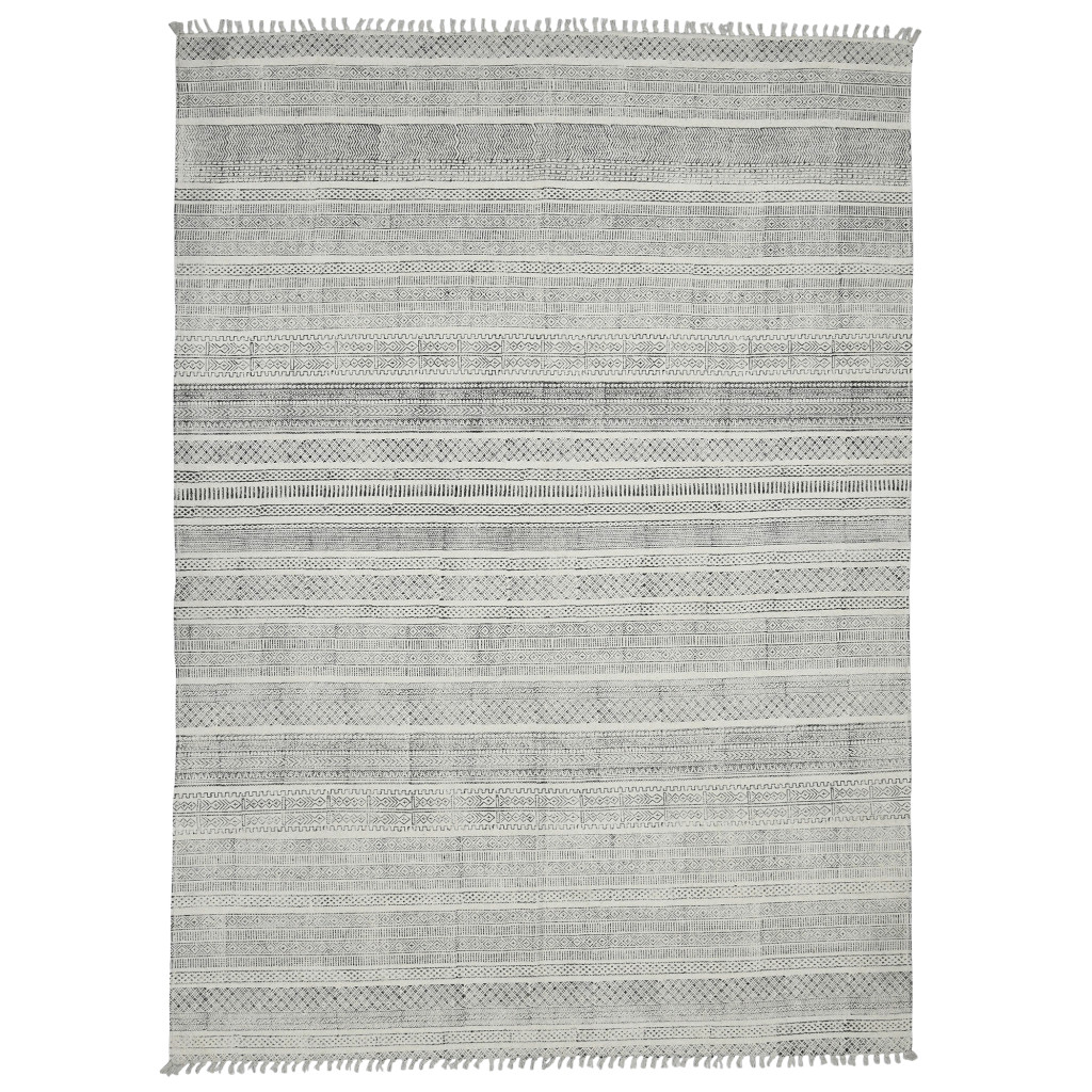 3 x 5 ft. Charcoal Geometric Flatweave Handmade Distressed Rectangle Area Rug