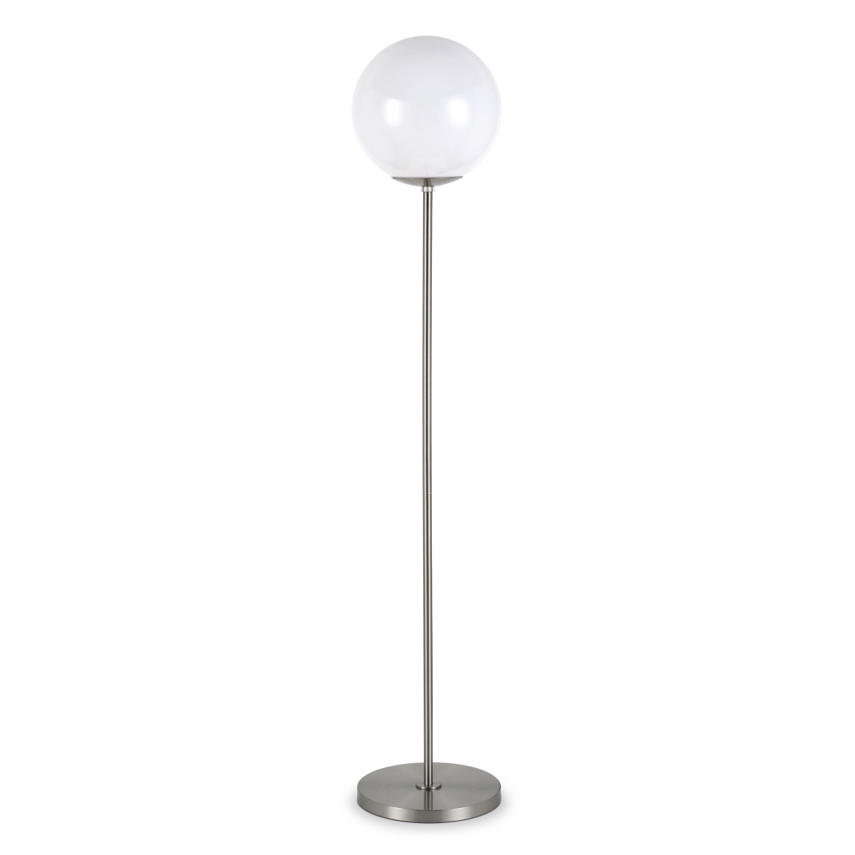 62 in. Nickel Novelty Floor Lamp with No Pattern Frosted Glass Globe Shade, White -  Estallar, ES3695061