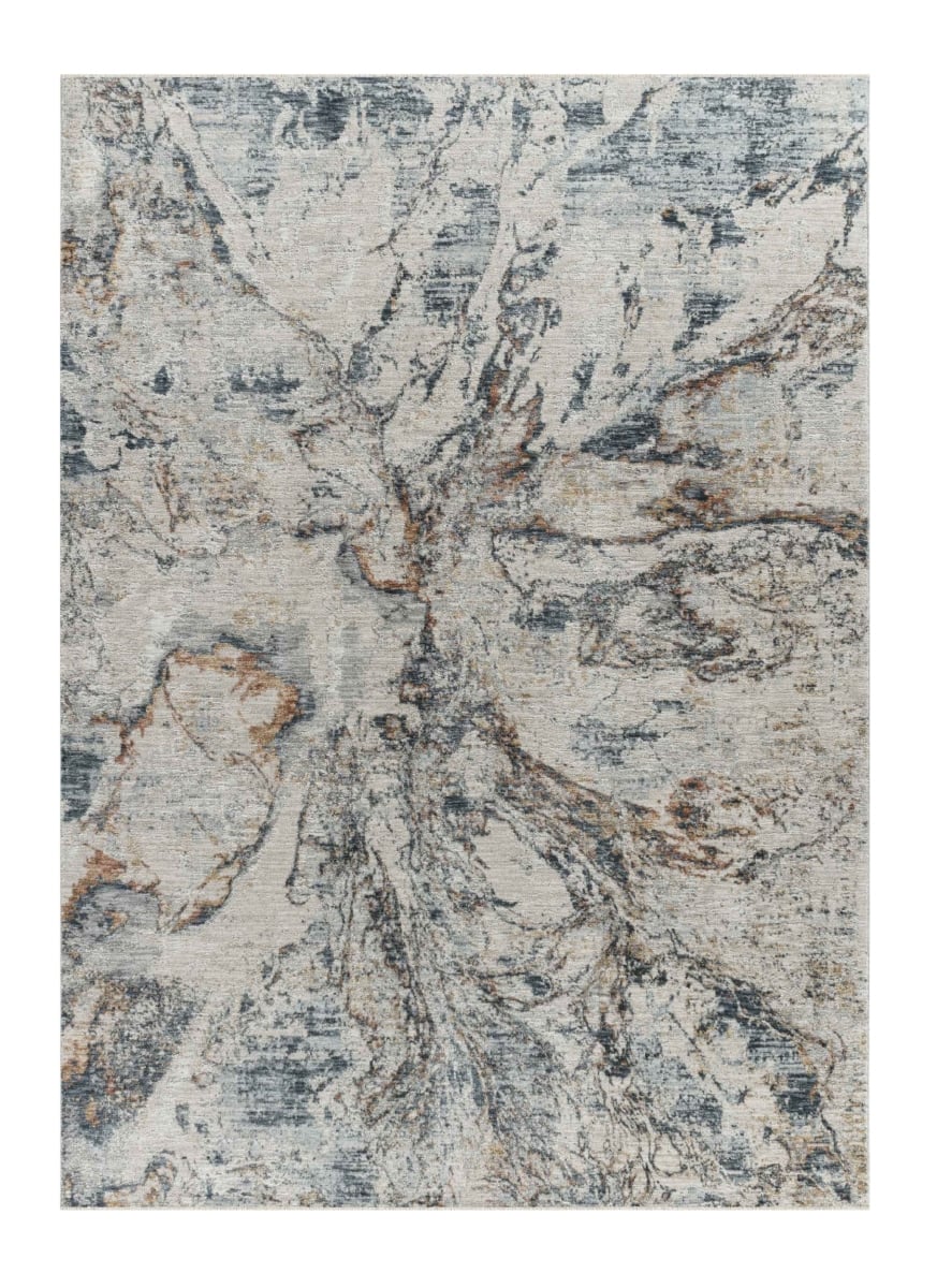 5 x 8 ft. Abstract Power Loom Area Rug, Beige & Blue
