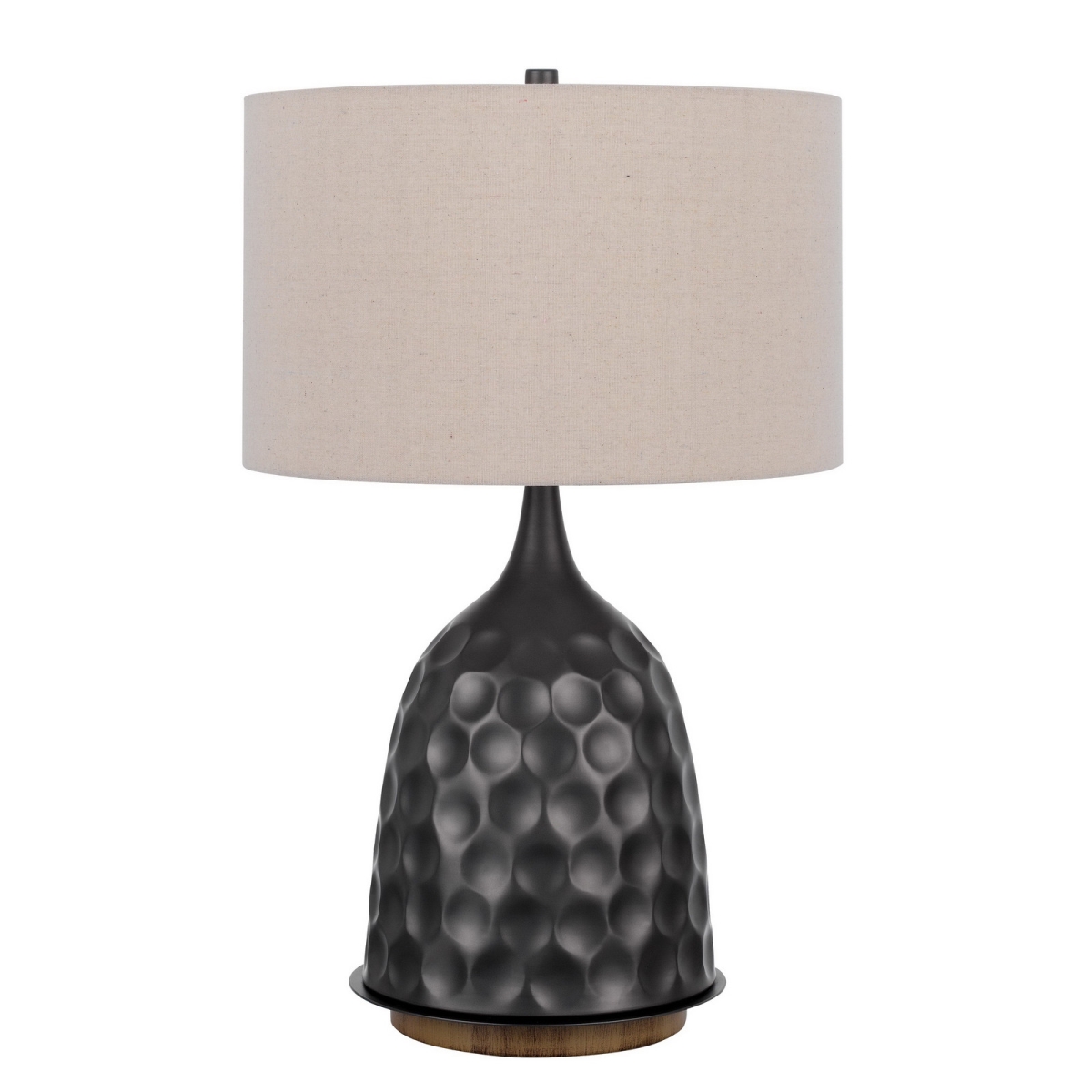 29 in. Metal Table Lamp with Drum Shade, Gray & Brown