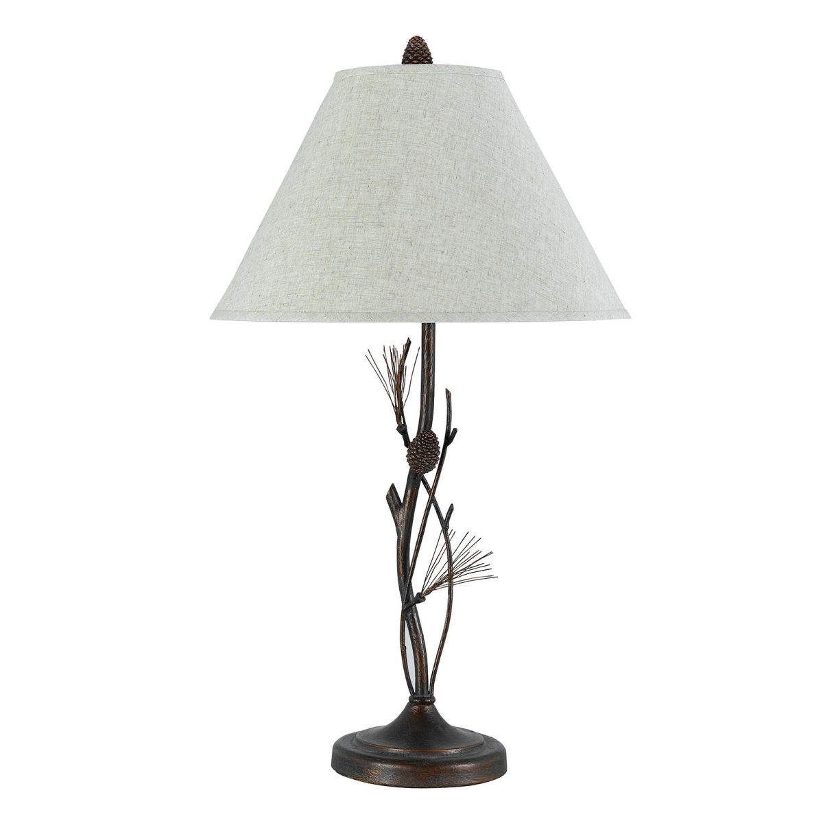 32 in. Metal Table Lamp with Empire Shade, Rust & Gray