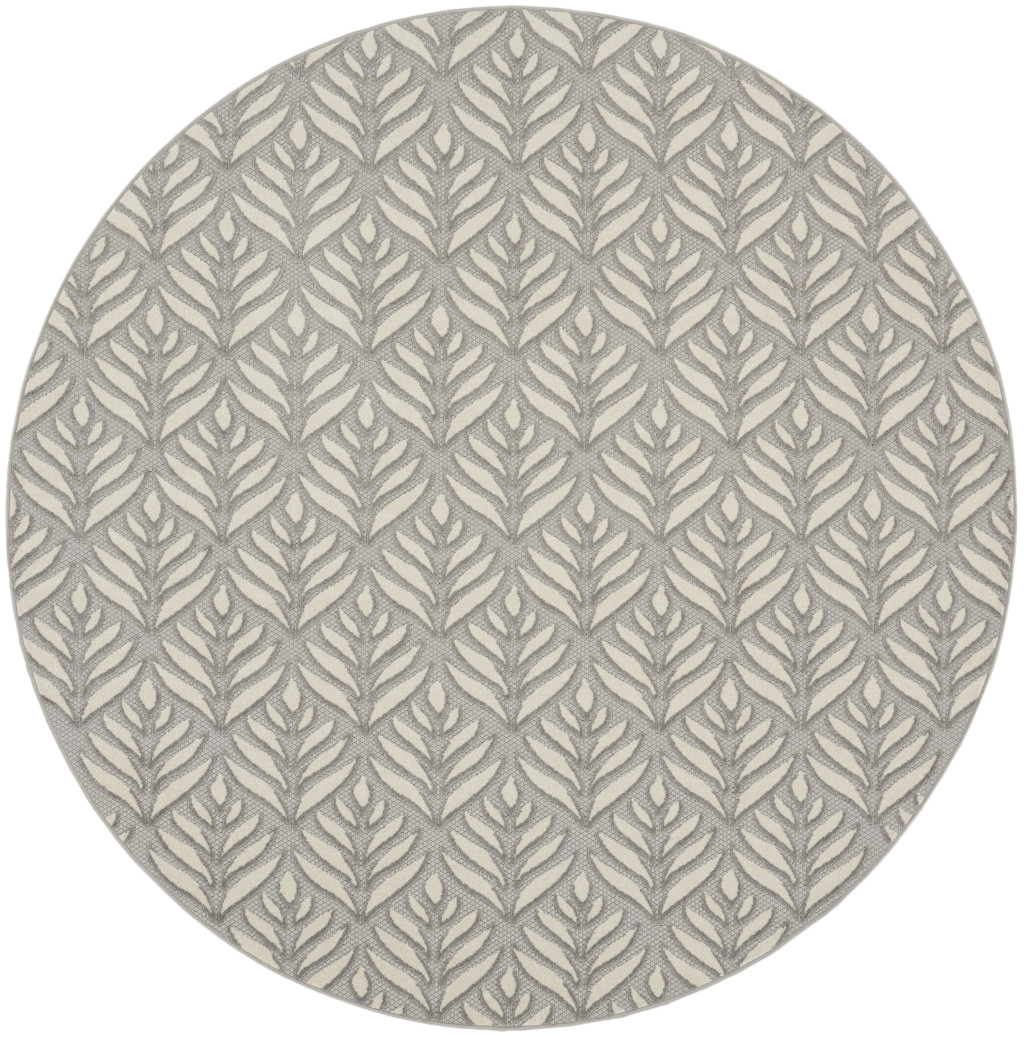 8 ft. Round Floral Power Loom Area Rug, Charcoal