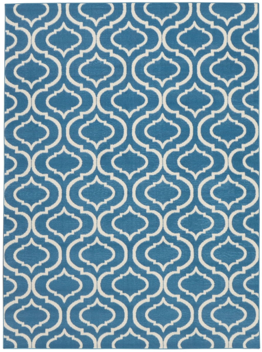 4 x 6 ft. Moroccan Power Loom Area Rug, Blue & Ivory