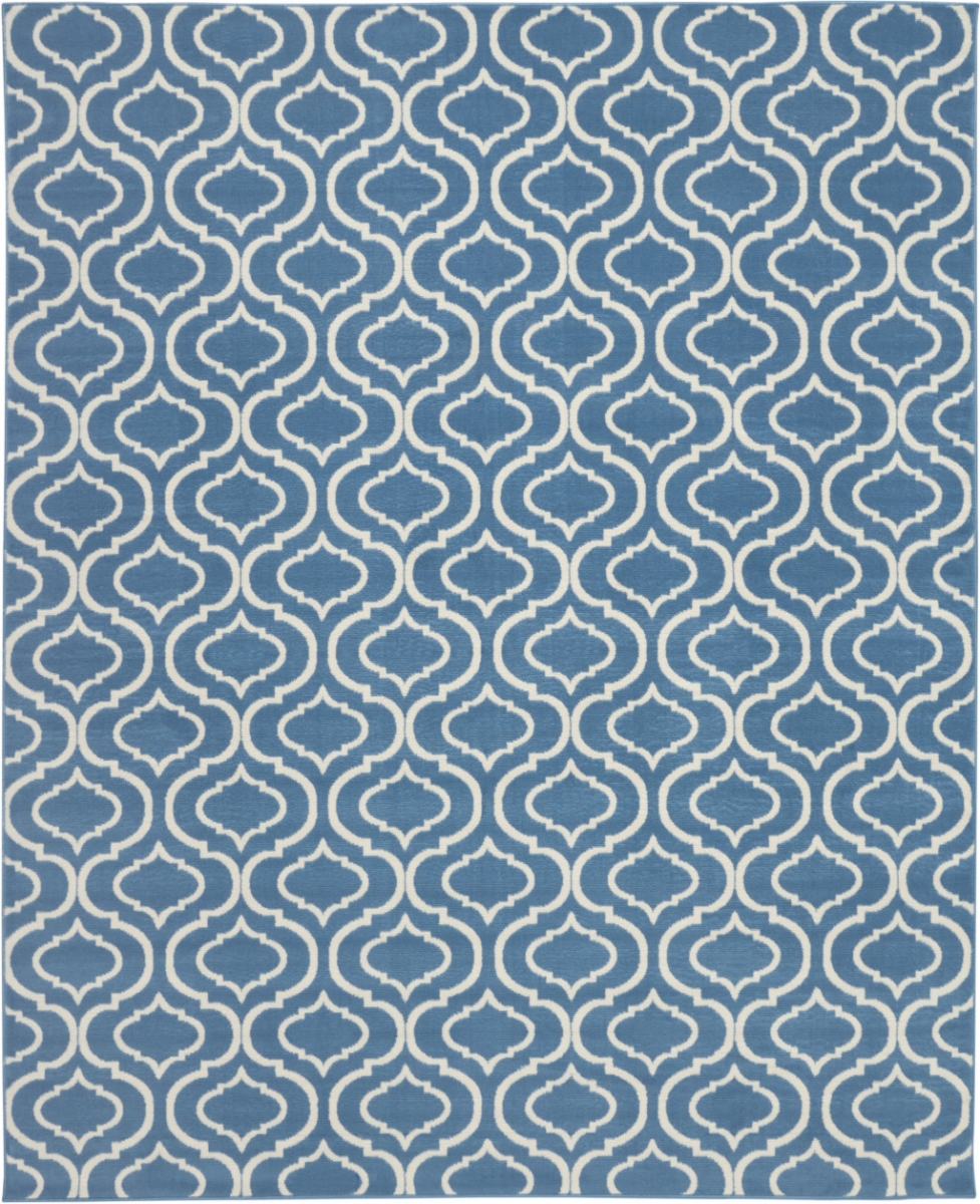 8 x 10 ft. Moroccan Power Loom Area Rug, Blue & Ivory