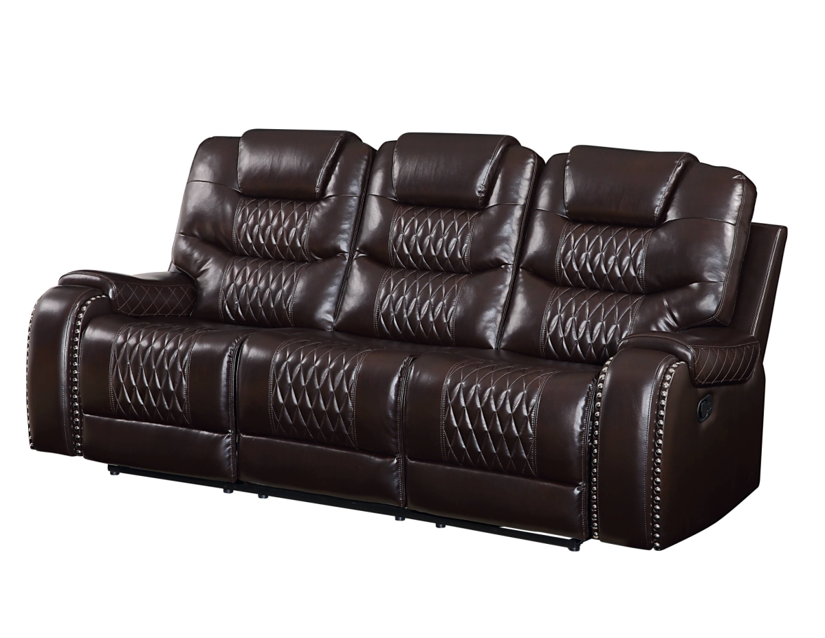 90 in. Faux Leather Sofa, Brown & Black