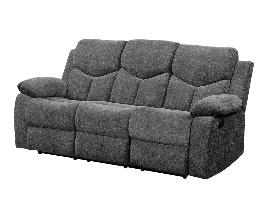 82 in. Contemporary Chenille Sofa, Gray & Black