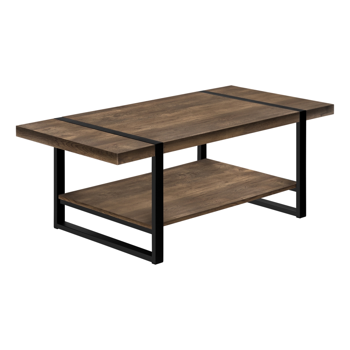 489961 47 in. Rectangular Coffee Table with Shelf, Brown & Black
