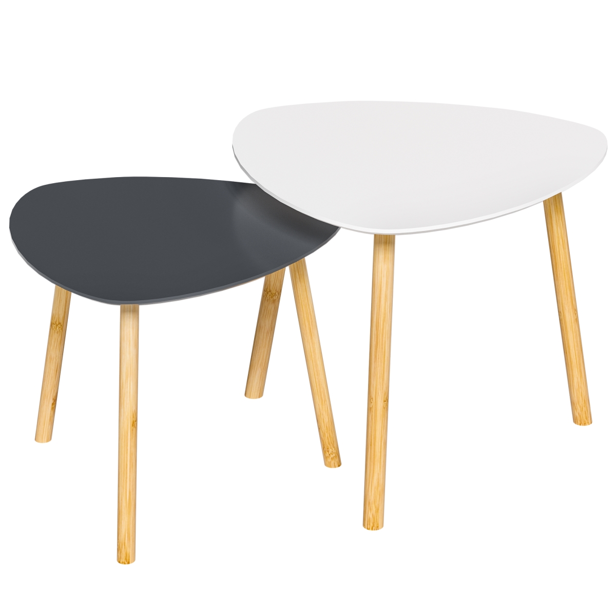 22 in. Natural Nested Tables, Gray & White - Set of 2