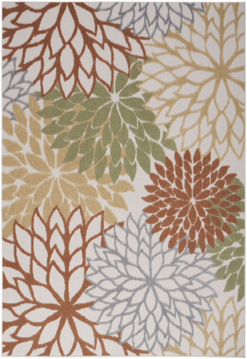 6 x 9 ft. Floral Power Loom Area Rug, Blue & Orange