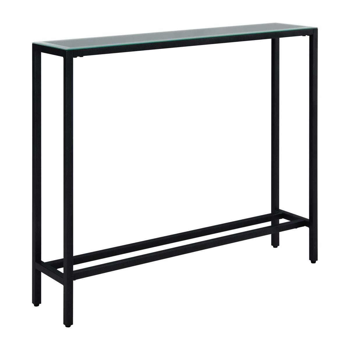 36 in. Mirrored Glass Console Table, Black