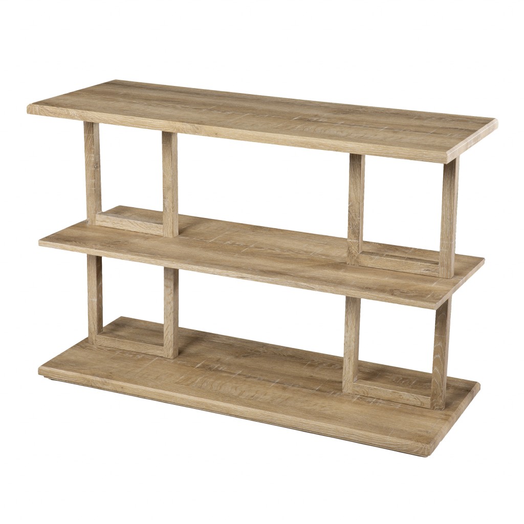 42 in. Floor Shelf Console Table with Storage, Natural