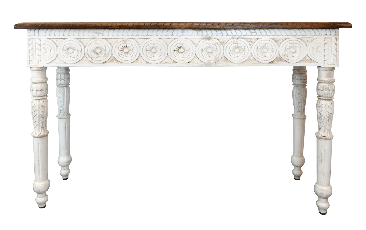 Solid Wood Distressed Console Table - Natural & White - 48 in. - Rustic Design